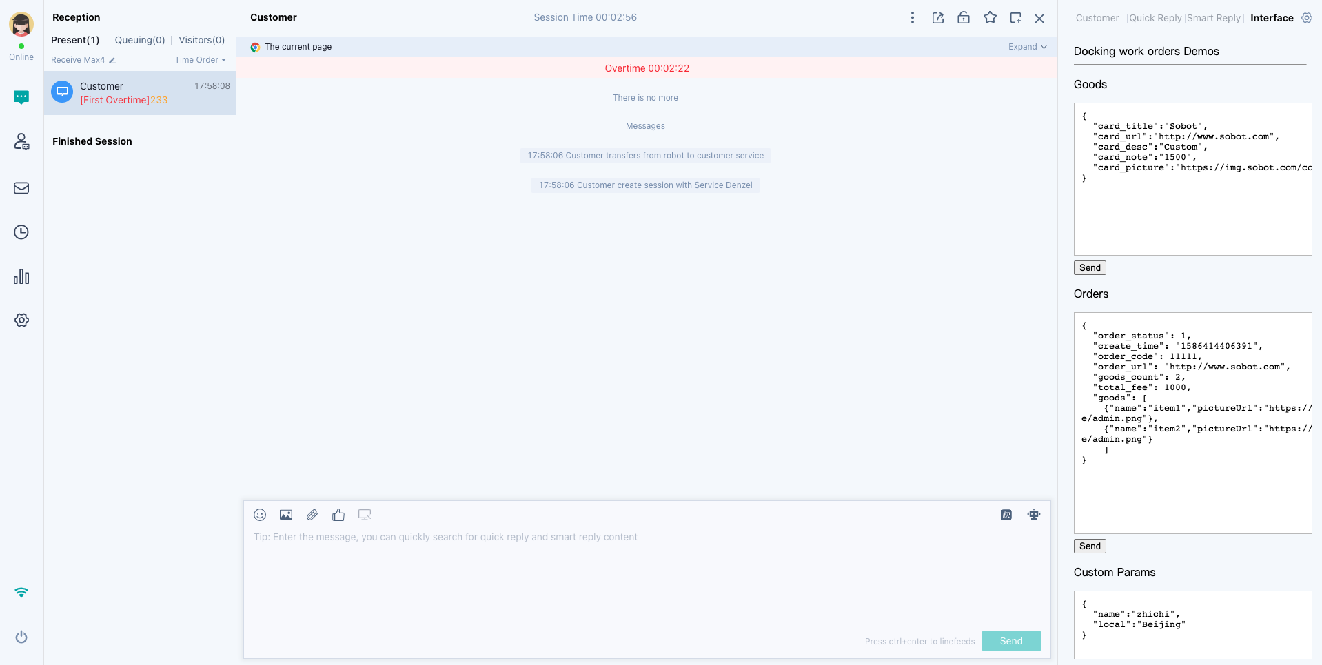 Live chat docking page